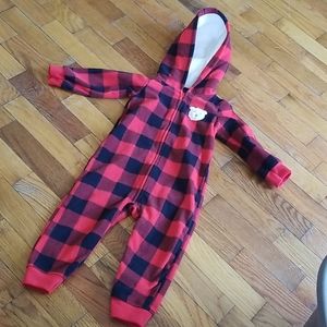 Bluffo plaid zip up hooded outfit